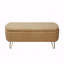 Repose-pieds Basic (type banc), banc de rangement en chameau (pieds) avec pieds dorés, banc d'entrée en fausse fourrure de chameau moderne rembourré avec rangement-489582303