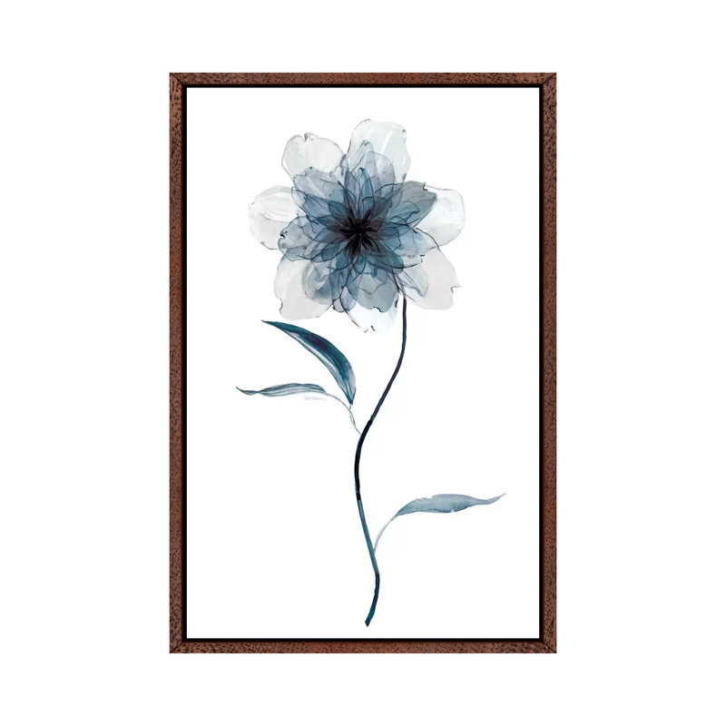 Indigo Floral II by Carol Robinson - Painting on Canvas, Classic Brown Wood Framed, 152.5 cm H x 101.5 cm W