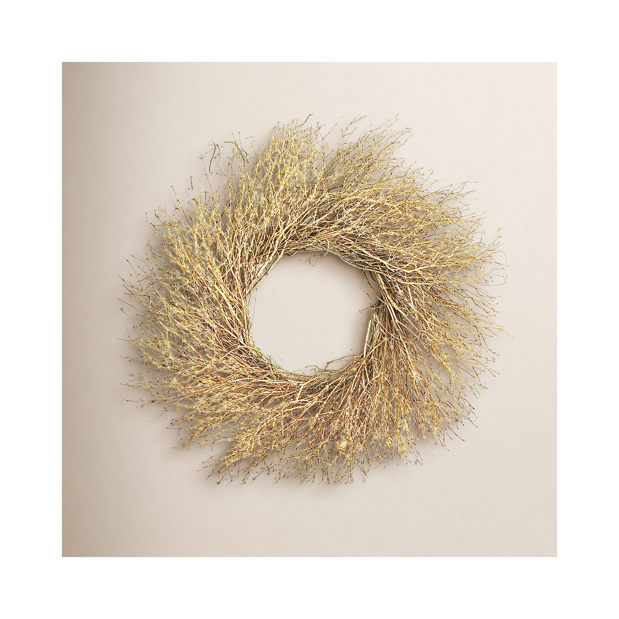 22'' Handcrafted Dried Twig Wreath, Gold