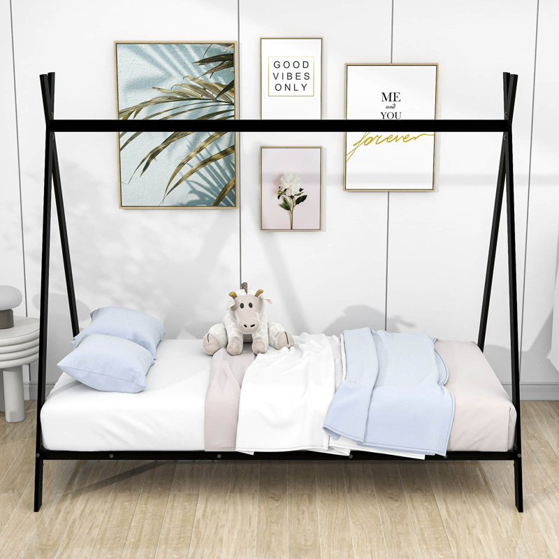 Lit plateforme simple en métal Hogsett, Noir