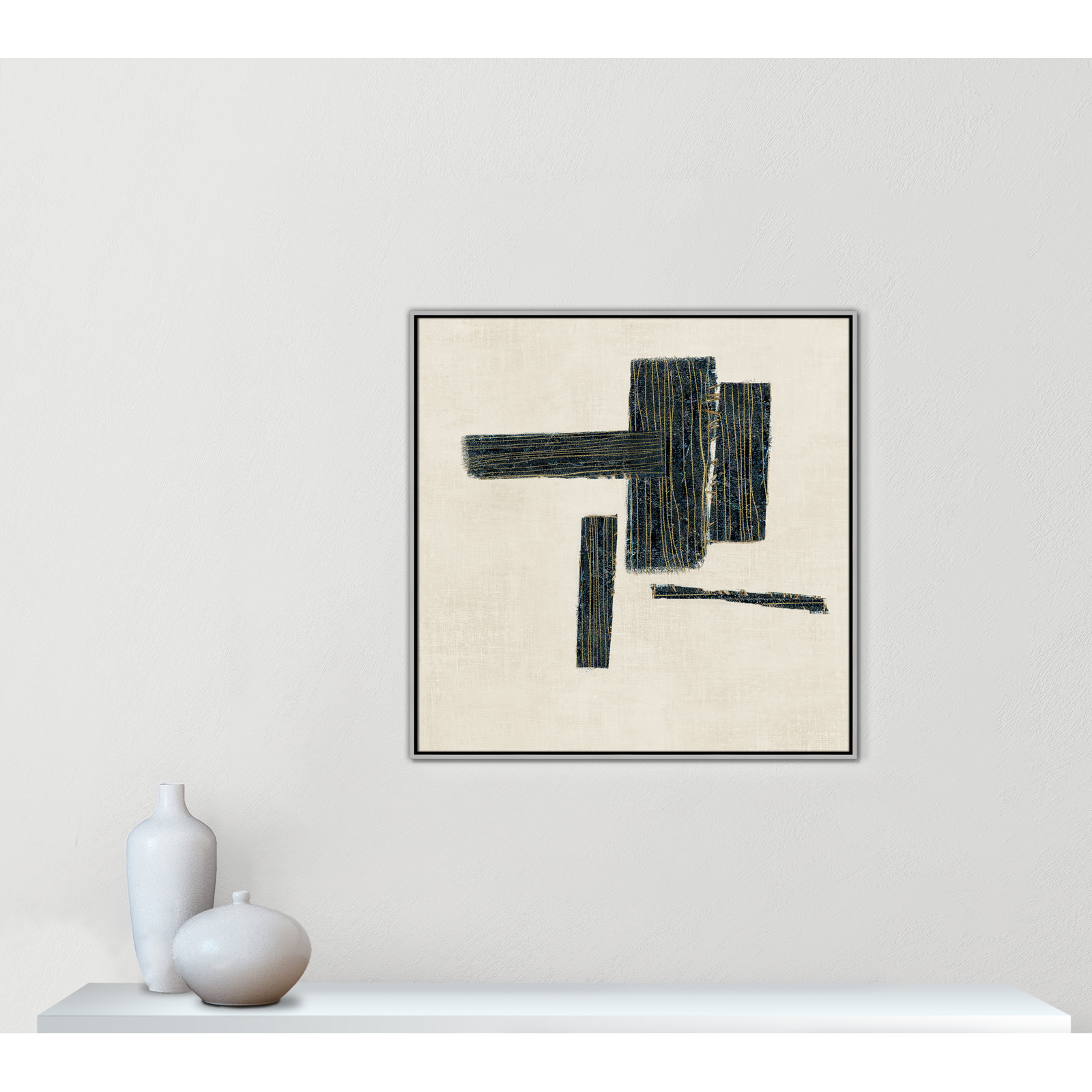 Stiched II Print by , 37.5" H x 37.5" W, Silver