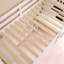 Lit mezzanine simple à structure en bois avec tiroirs de rangement, bureau et escalier-184057412