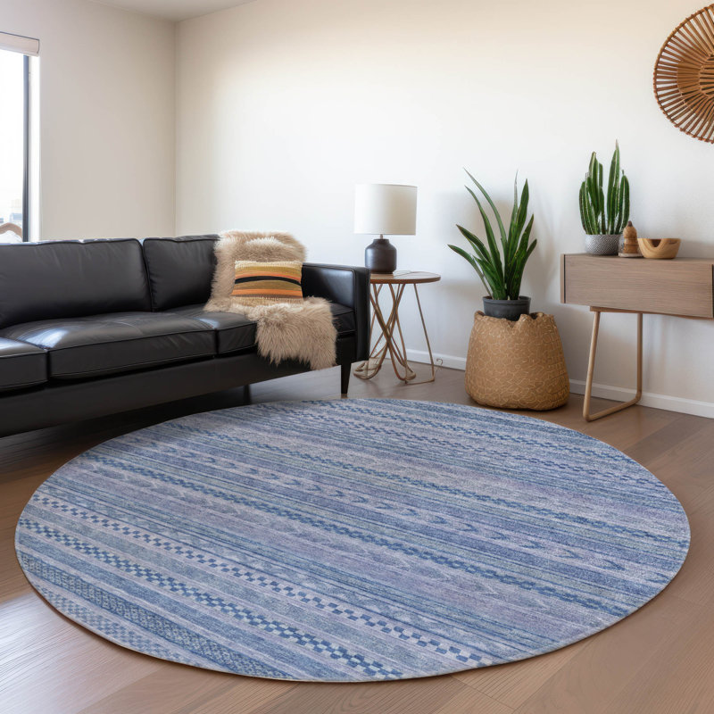 Luthyra Denim Washable Indoor-Outdoor Rug - LOOMLAN, 8' x 8'