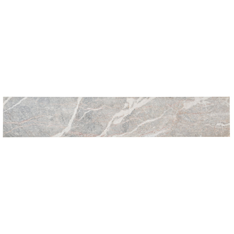 Surfrider 90'' W Marble Console Table, Gray Top/Light Wood Base