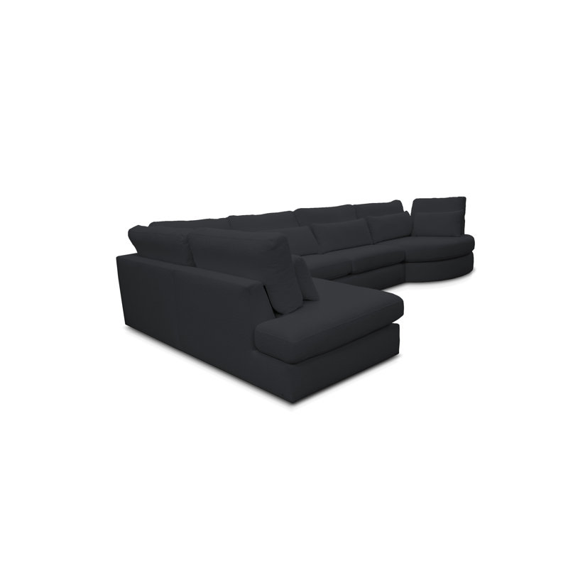 6 Seater Corner Sofa , Right Hand Facing, Black