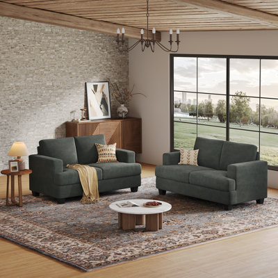 63" Upholstered Sofas 2 Seater Couches Small Loveseat For Small Apartment Living Room (Set Of 2)