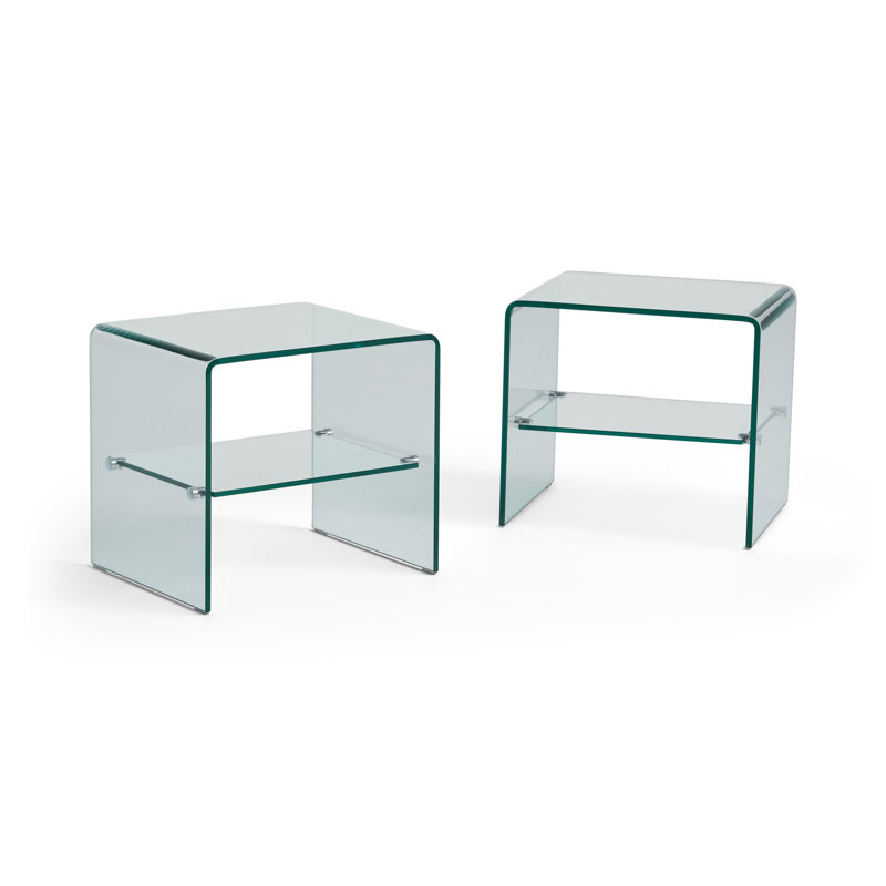 Table de bout moderne en verre trempé et aluminium avec design sécuritaire et résistant aux chocs