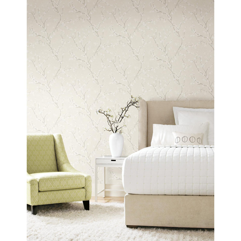 Arpin Peel & Stick Floral Roll, Pearl