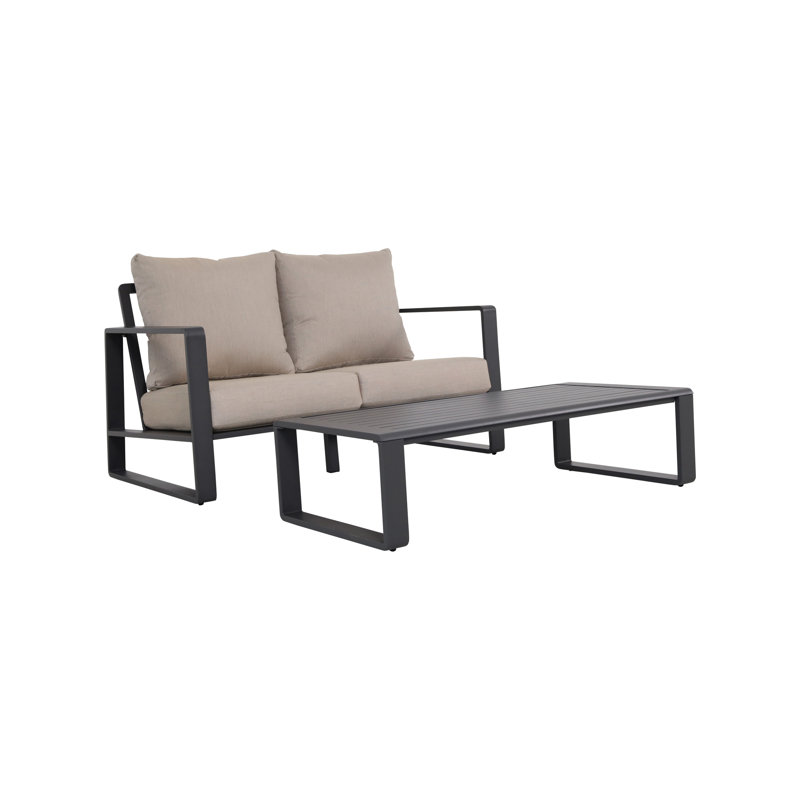 Table basse en aluminium et coussins gris Jm 9017. Ensemble de meubles modernes et tendance