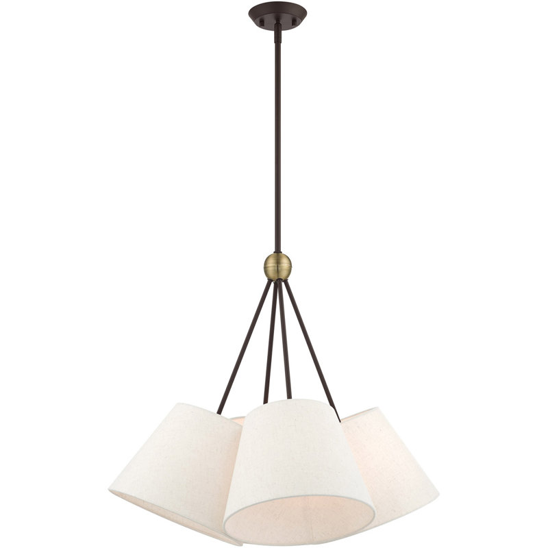 Cassandre 4 - Light Cluster Pendant, Bronze/Antique Brass Accents, Oatmeal