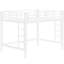 Lit mezzanine en métal blanc avec structure en fer, espace inférieur ouvert et pièces faciles à assembler pour la maison