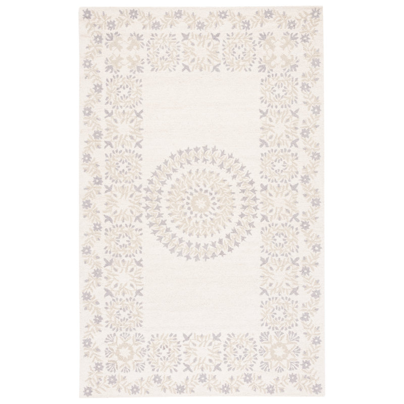 Empire Hand Tufted Indian Wool Floral Rug, Rectangle 4' x 6'