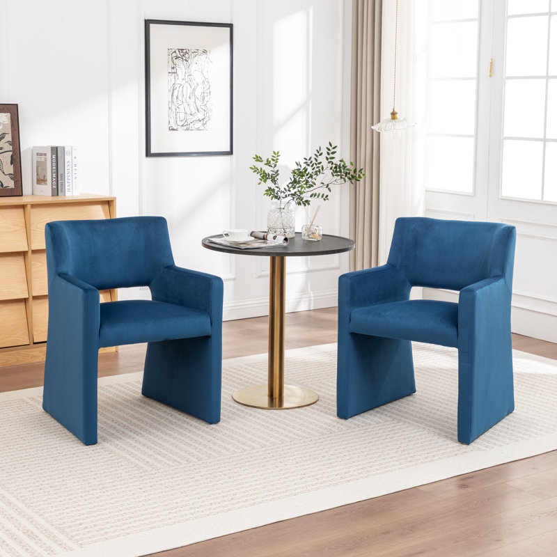 Chaise rembourrée en velours Hambrook, Marine