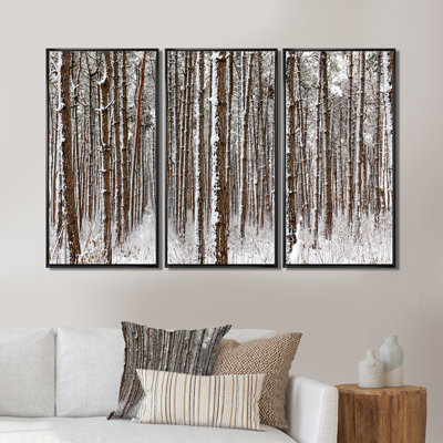 «Dense Pine Forest In Winter», ensemble d'art mural sur toile encadré paysage