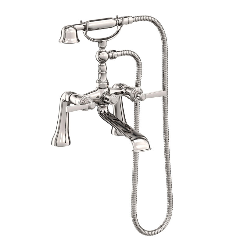 Miro Deck Mount Exposed Tub & Hand Shower Set, Polished Nickel, Lever Handle