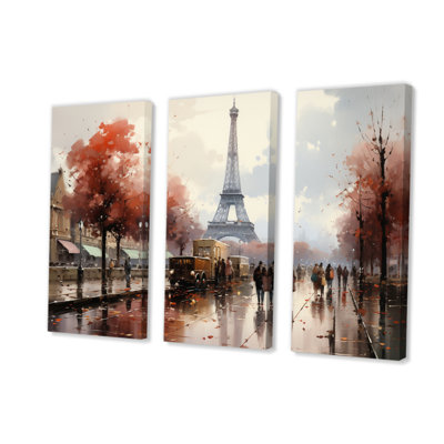 «French Paris In 1945S» sur toile, reproduction de 3 pièces