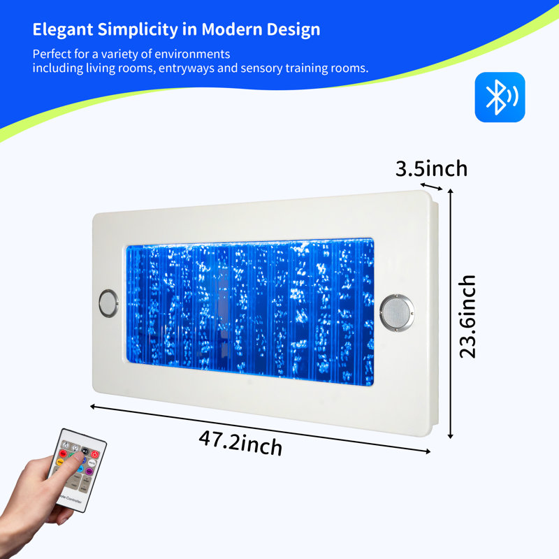 Bubble Wall – Rectangular Water Curtain Panel with 8 Color-Changing Lights, Dual-Frequency 3D Sound, Ideal for Sensory Rooms, Schools, Daycares, and Homes