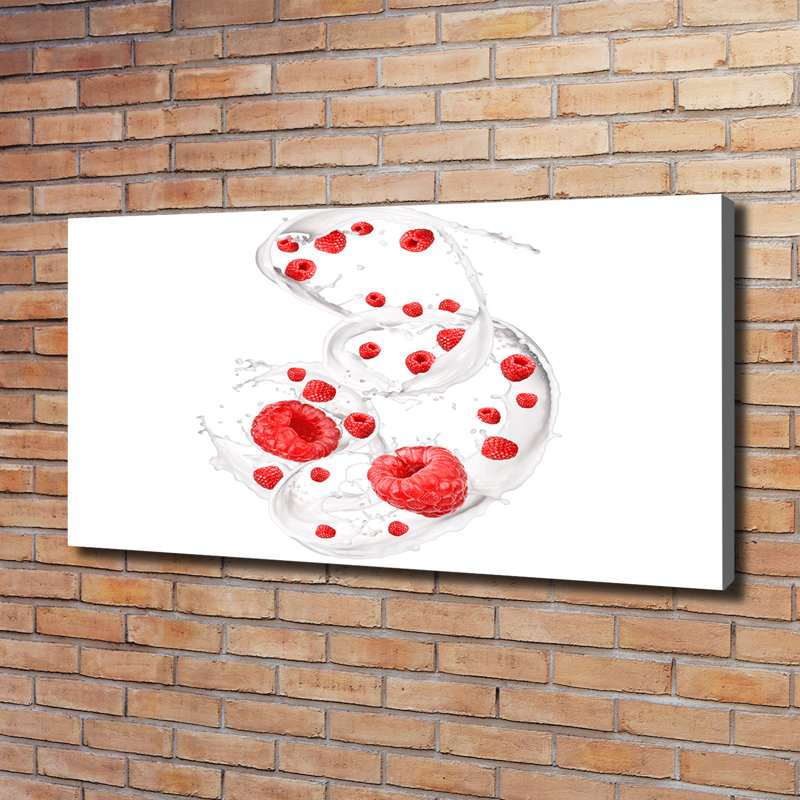 Raspberries With Milk - Wrapped Canvas Print