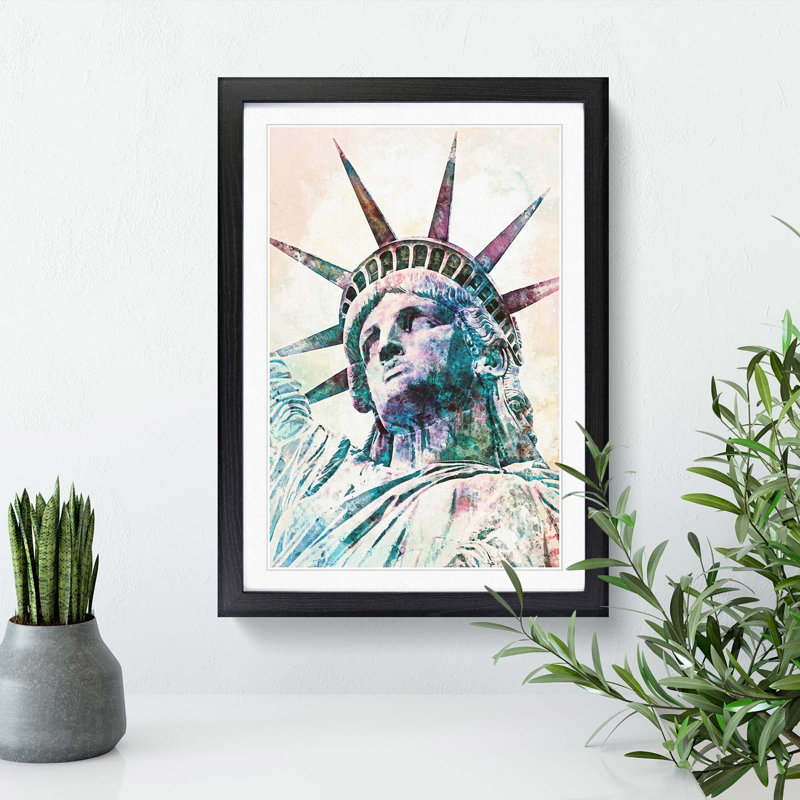 Statue of Liberty - Picture Frame Painting Print, Black Framed, 65cm H x 48cm W x 2cm D