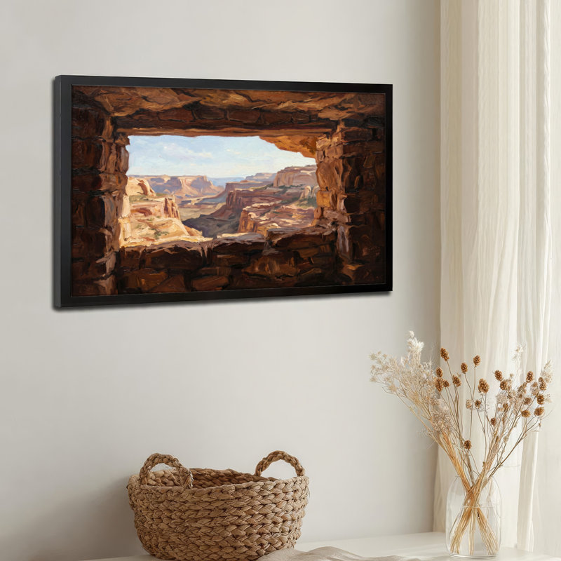 Art mural sur toile noir encadré pour le salon, la chambre à coucher, le bureau ou le vestibule - décoration murale décorative avec vue sur le canyon