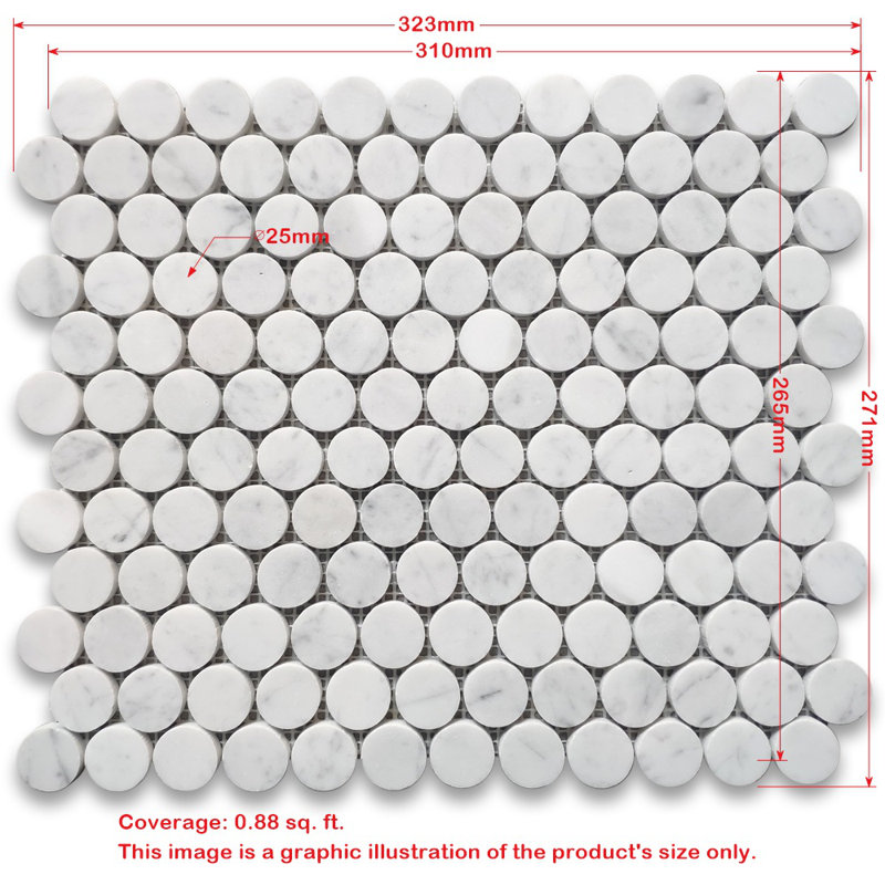 1" x 1" Marble Penny Round Mosaic Wall & Floor Tile