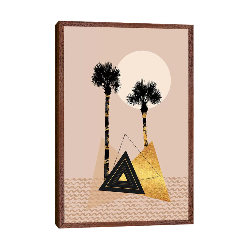 Little Palm Island by Melanie Viola - Print on Canvas, 66.04cm H x 45.72cm W x 3.81cm D, Classic Brown Wood Framed