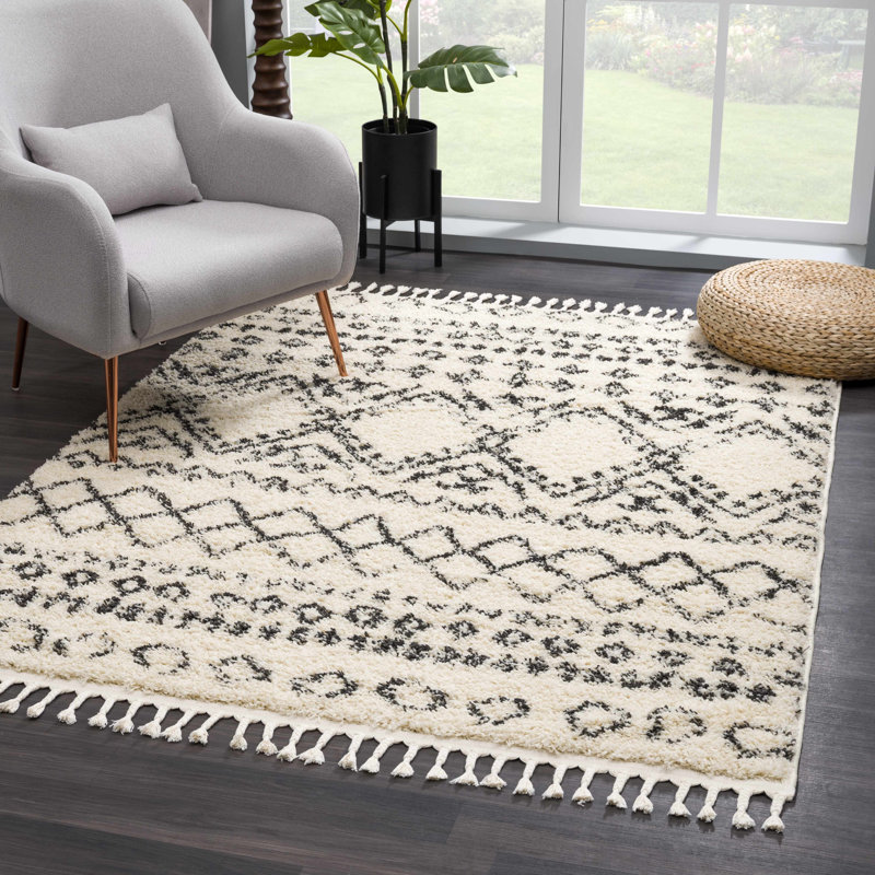 Tapis beige / noir Burvale, Rectangle 6 pi 7 po x 9 pi