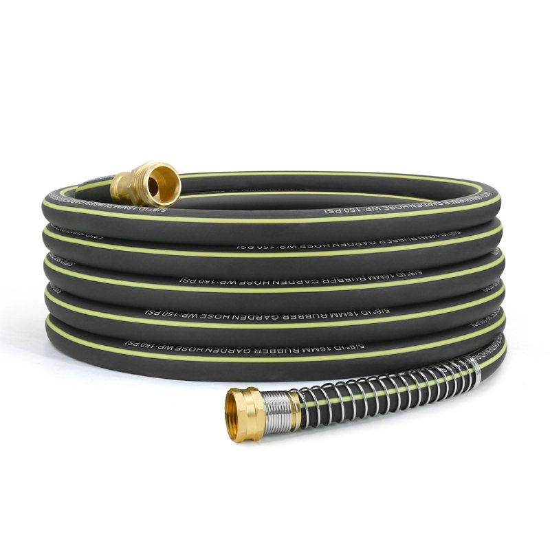 Tuyau d'arrosage léger en caoutchouc 50 pi, tuyau en caoutchouc hybride 5/8 po avec raccord en laiton massif, tuyau d'arrosage pour l'extérieur, nettoyage et lavage