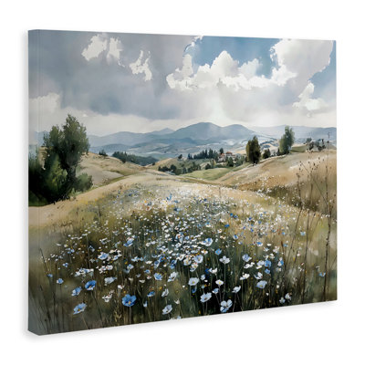 Poppy Blues Across Meadow Canvas, design by Franklyn Gregory