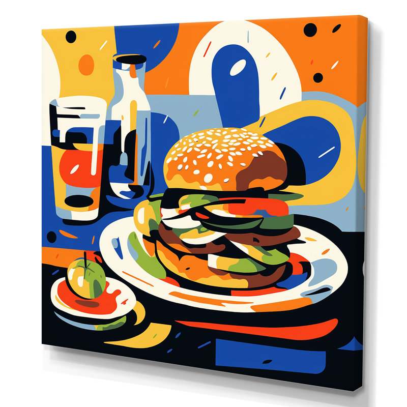 Pop Art Hamburger Brilliance IV - nourriture, art mural, H 16 po x l 16 po x P 1 po