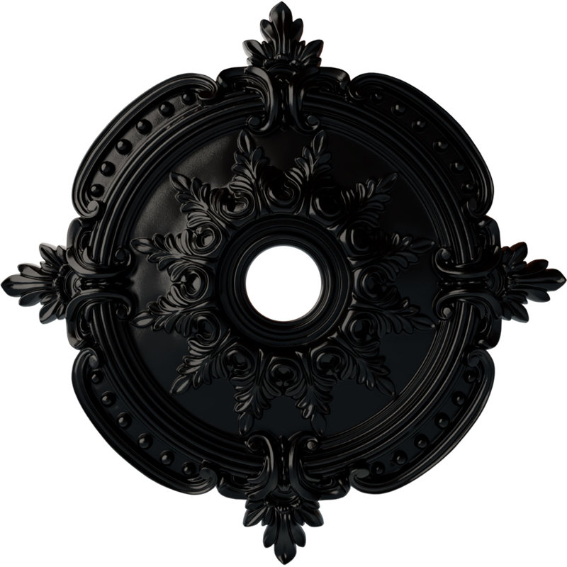 28 po 3/8 po x P 3 3/4 po x P 1 5/8 po médaillon classique de plafond (convient aux auvents jusqu'à 6 1/2 po), Noir de jais