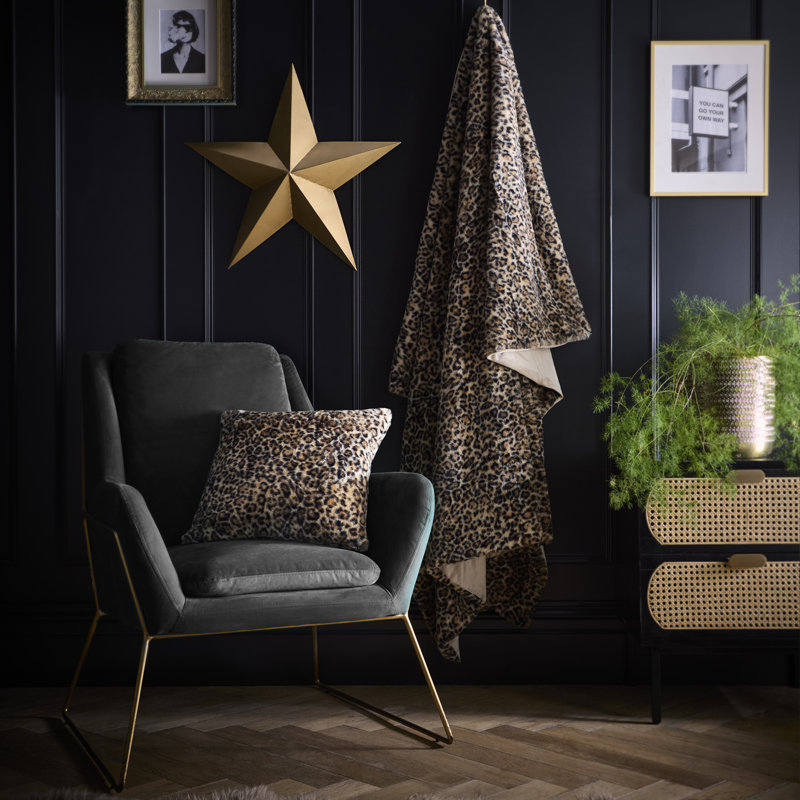 Leopard Faux Fur Natural Cushion, Filled Cushion