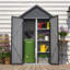 Armoire de rangement extérieure imperméable avec tablettes, remise à outils verrouillable en métal