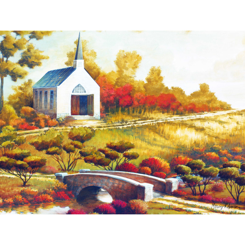 «Fall White Church», reproduction sur toile tendue, H 12 po x l 16 po