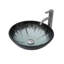 Artistic Grey Crackle Tempered Glass Vessel Sink With Pop-Up Drain, Bathroom Oval Basin Tempered Glass Vanity (No Faucet)