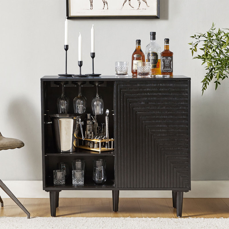 Armoire d'appoint avec support à vin Arkayla, Noir