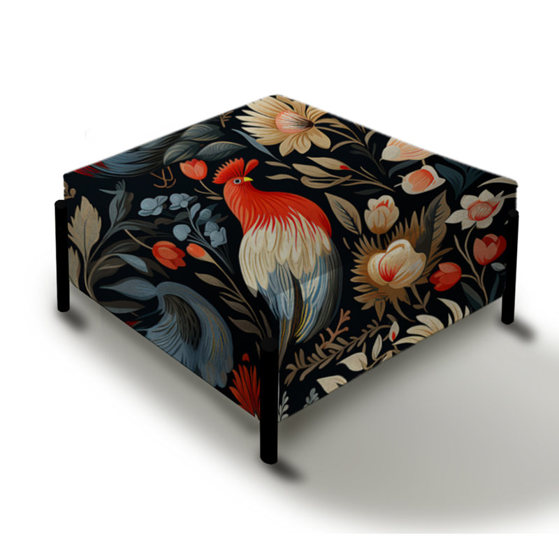 Country Charm Red Rooster Pattern - Marble Large Square Ottoman