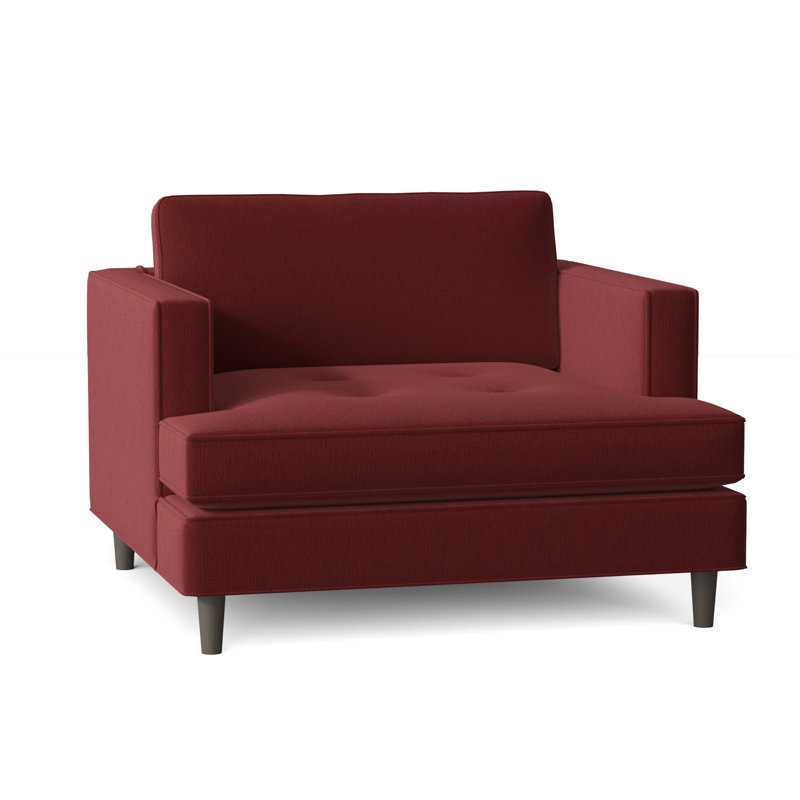 Chaise avec accoudoirs touffetée en polyester 41 po Burkouer, Chenille de mûrier céleste