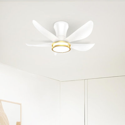 30 Inch 5 Blade Ceiling Fan With Light, Modern Ceiling Fan With Remote,Large Airflow,Flush Mount,6CCT,Dimmable,Noiseless,Bedroom Ceiling Fan
