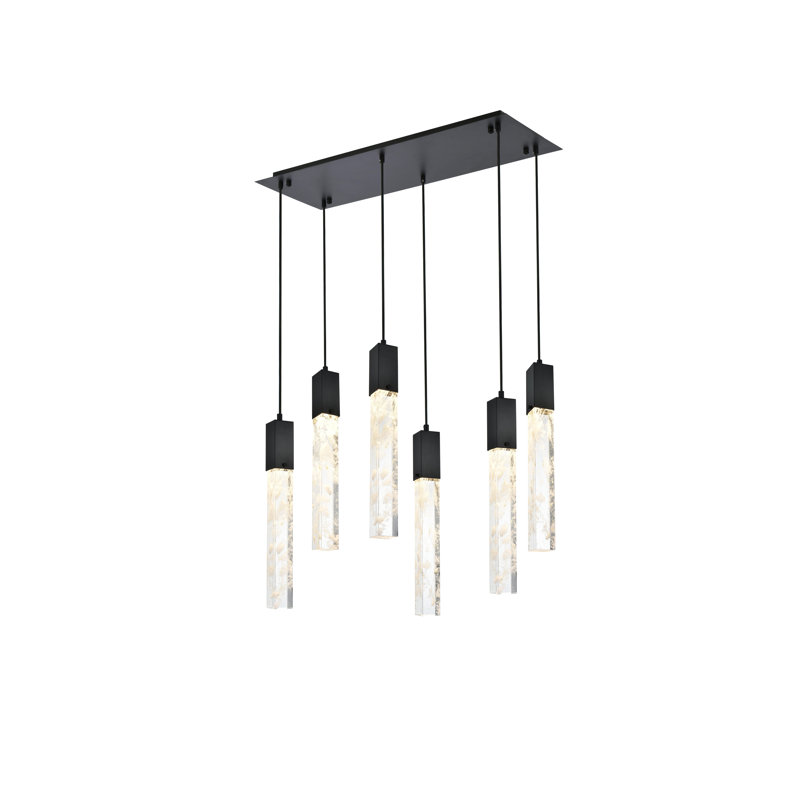 Luminaire suspendu noir Aurora 32 pouces, Noir