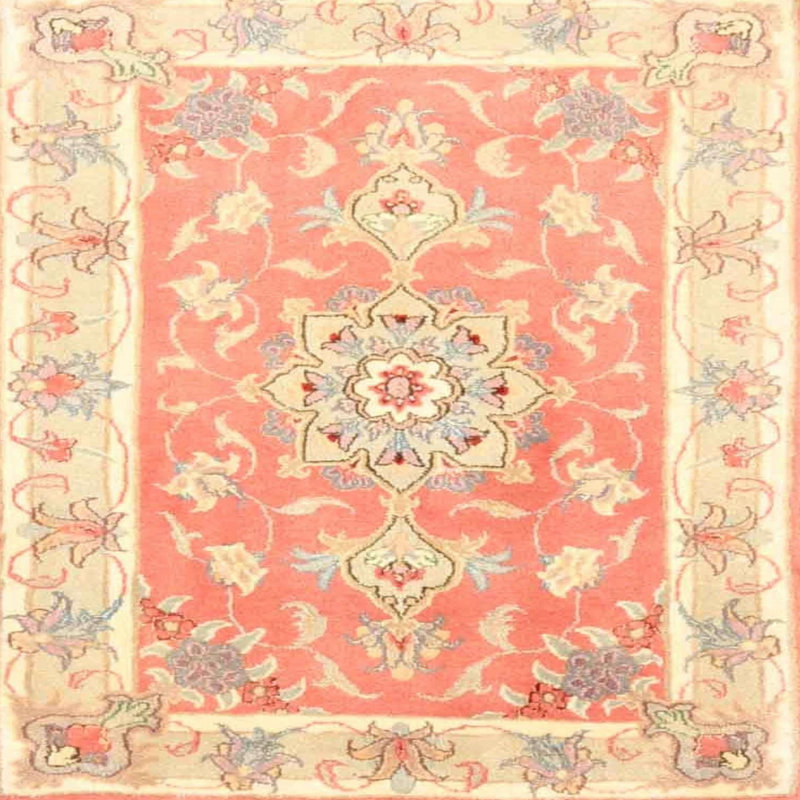 Tapis oriental beige / rose, Carré 5 pi