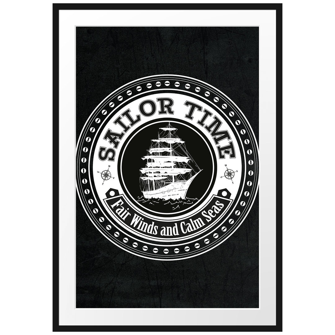 Gerahmtes Poster Sailor Time White Leinwand