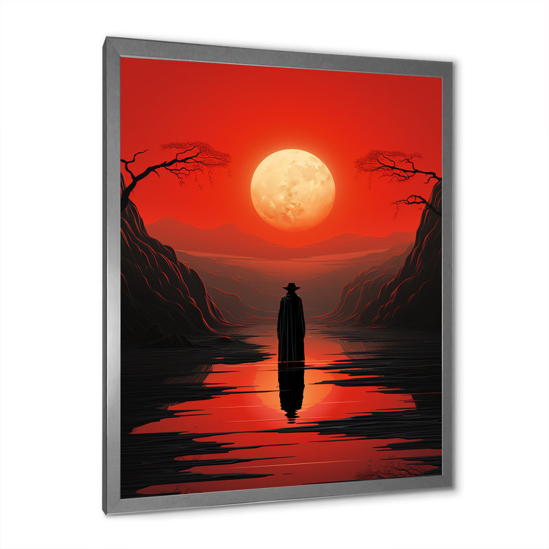 «Tibay Minimalistic Art Red Solitude II», reproduction sur toile, Cadre photo argenté, H 32 po x l 24 po x P 1 po