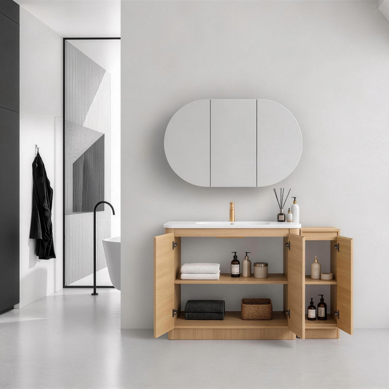 Meuble-lavabo autoportant Pebble, Beige, 52"