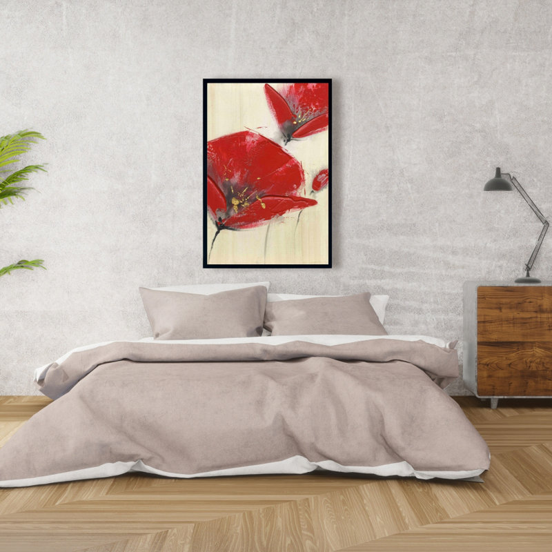 " Three Red Flowers With Texture "