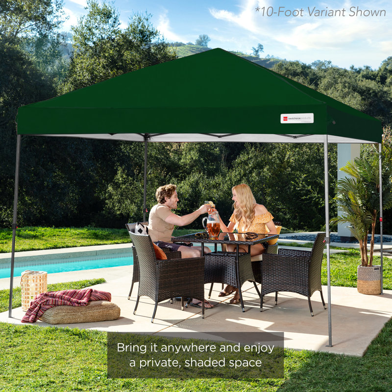 Best Choice Products Easy Setup Pop Up Canopy W/ 1-Button Setup, Wheeled Case, 4 Weight Bags, Forest Green, 12ft x 12ft