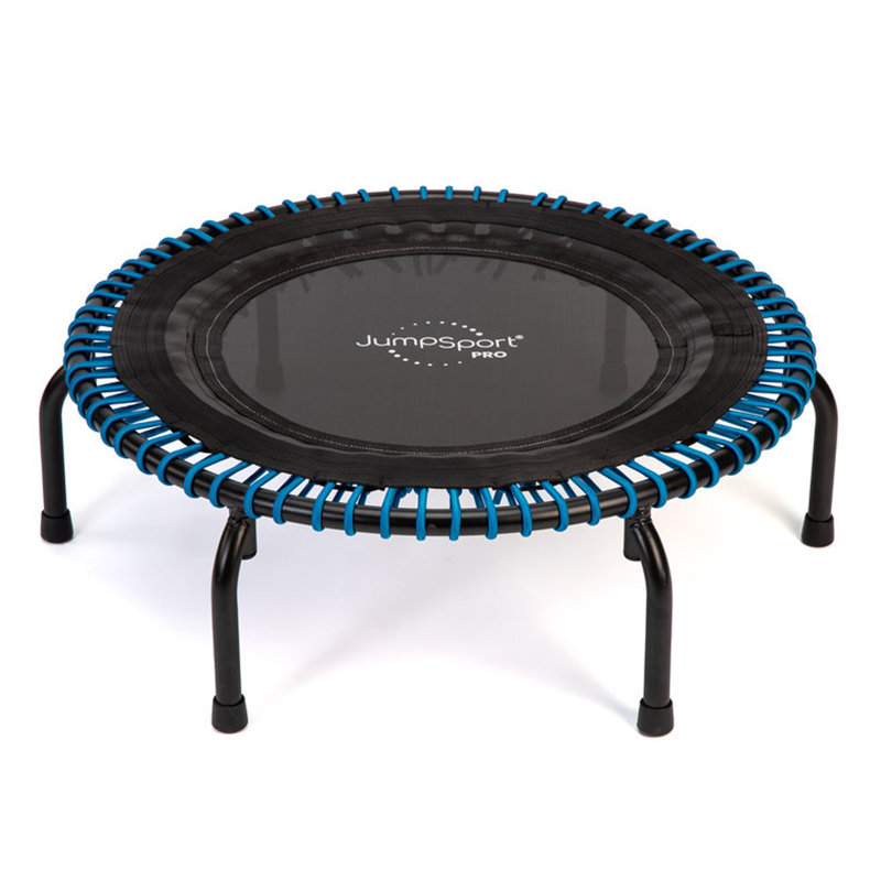 JumpSport 350i 39 Inch Fitness Trampoline and Handle Bar with 30 Adjustable Bungees, Blue/Black