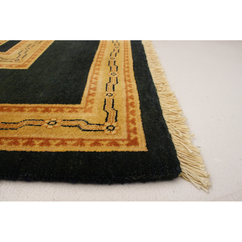 Tapis de laine brun foncé/beige 8 pi 2 po x 9 pi x 7 po main one-of-kind-noué la 2010 ushak Gro