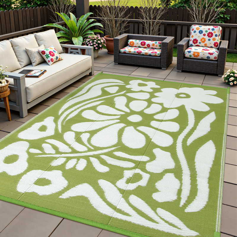 Tapis d'extérieur imperméable et réversible tant pour le patio que pour le camping, Rectangle 6 pi x 9 pi