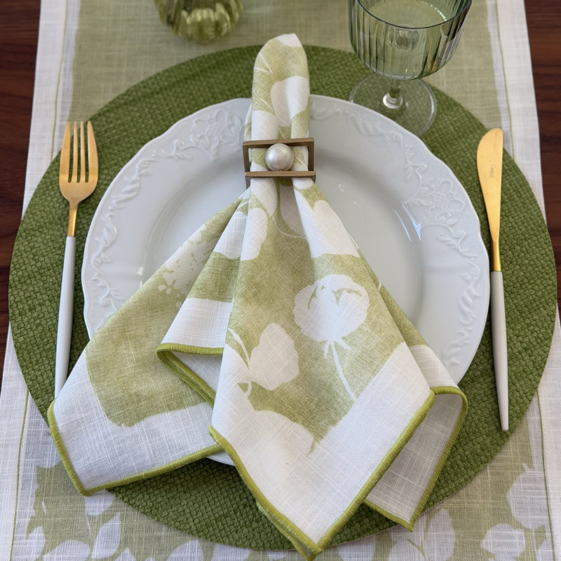 Fleur De Lin 22" Napkin, Green